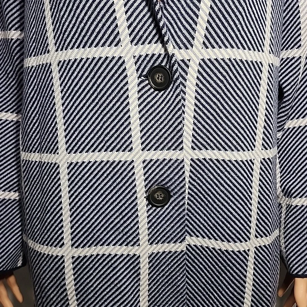 Magaschoni Women's Plaid Long Cardigan  blue  Coat Sweater Size S/P Small‎ NWT